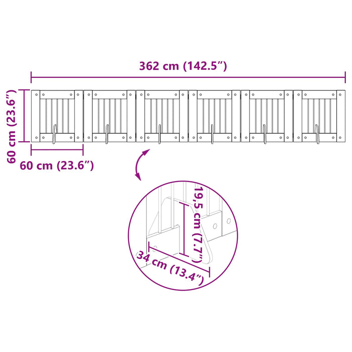 Poartă pentru câini cu suporturi 6 pcs Stejar Sonoma 60 x 60 cm WALTI