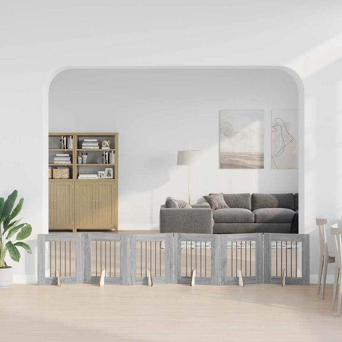 Poartă pentru câini cu suporturi 6 pcs Sonoma gri 60 x 60 cm WALTI