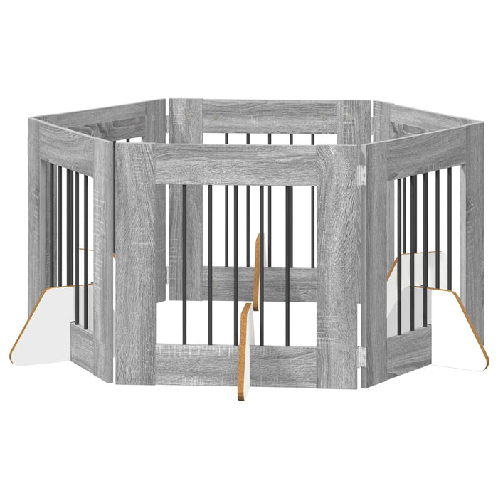 Poartă pentru câini cu suporturi 6 pcs Sonoma gri 60 x 60 cm WALTI