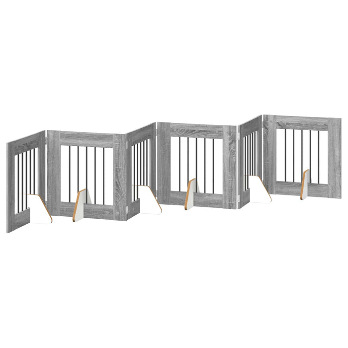 Poartă pentru câini cu suporturi 6 pcs Sonoma gri 60 x 60 cm WALTI