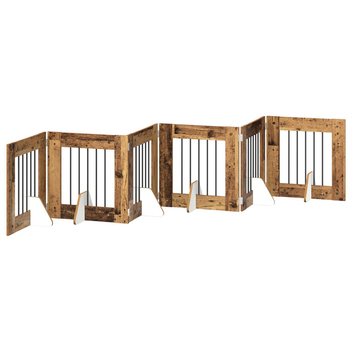 Poartă pentru câini cu suporturi 6 pcs Lemn vechi 60 x 60 cm WALTI