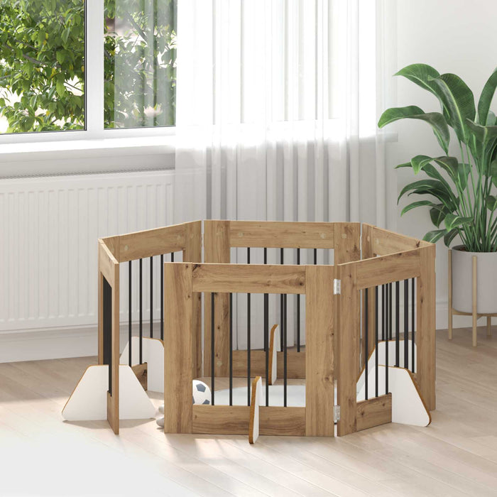 Poartă pentru câini cu suporturi 6 pcs Stejar Artizanal WALTI