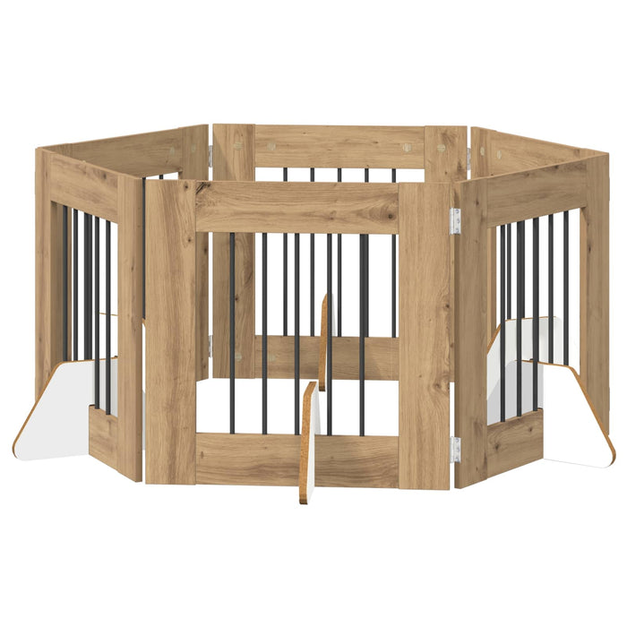 Poartă pentru câini cu suporturi 6 pcs Stejar Artizanal WALTI