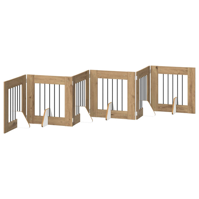 Poartă pentru câini cu suporturi 6 pcs Stejar Artizanal WALTI