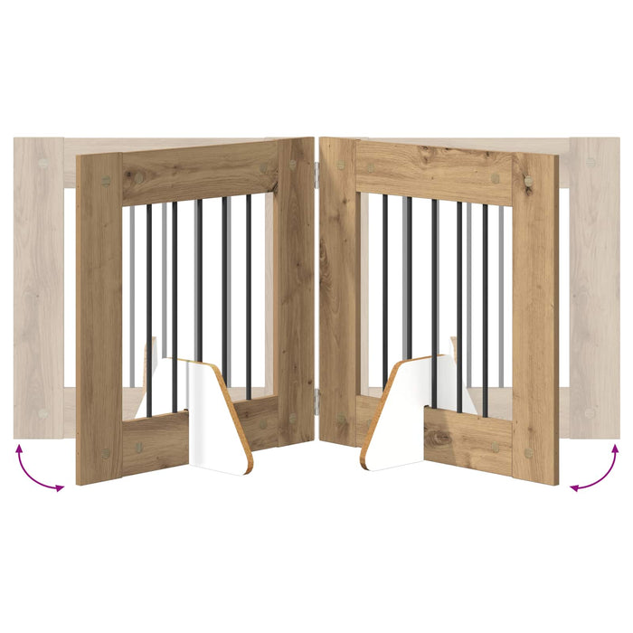 Poartă pentru câini cu suporturi 6 pcs Stejar Artizanal WALTI