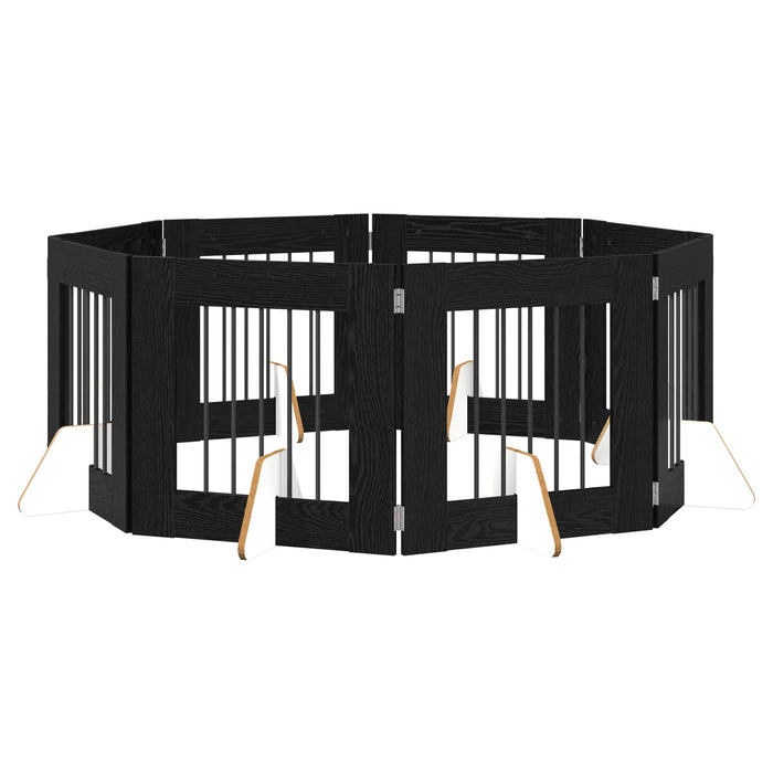 Poartă pentru câini cu suporturi 8 pcs Stejar Negru 60 x 60 cm WALTI