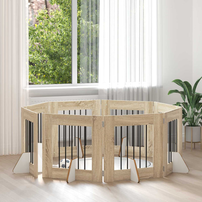 Poartă pentru câini cu suporturi 8 pcs Stejar Sonoma 60 x 60 cm WALTI