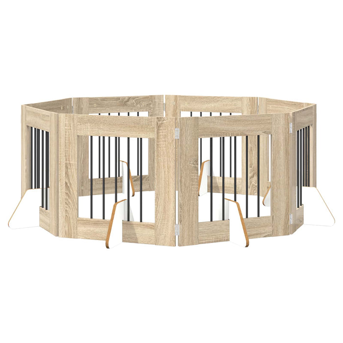 Poartă pentru câini cu suporturi 8 pcs Stejar Sonoma 60 x 60 cm WALTI