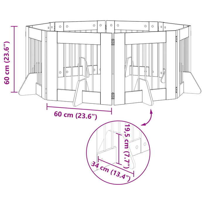 Poartă pentru câini cu suporturi 8 pcs Stejar fumuriu WALTI