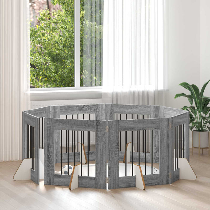 Poartă pentru câini cu suporturi 8 pcs Sonoma gri 60 x 60 cm WALTI