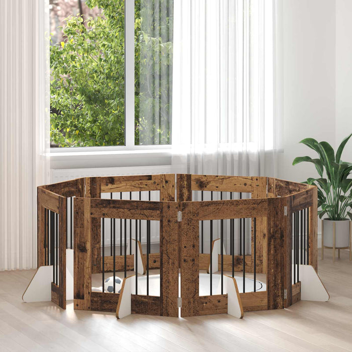Poartă pentru câini cu suporturi 8 pcs Lemn vechi 60 x 60 cm WALTI