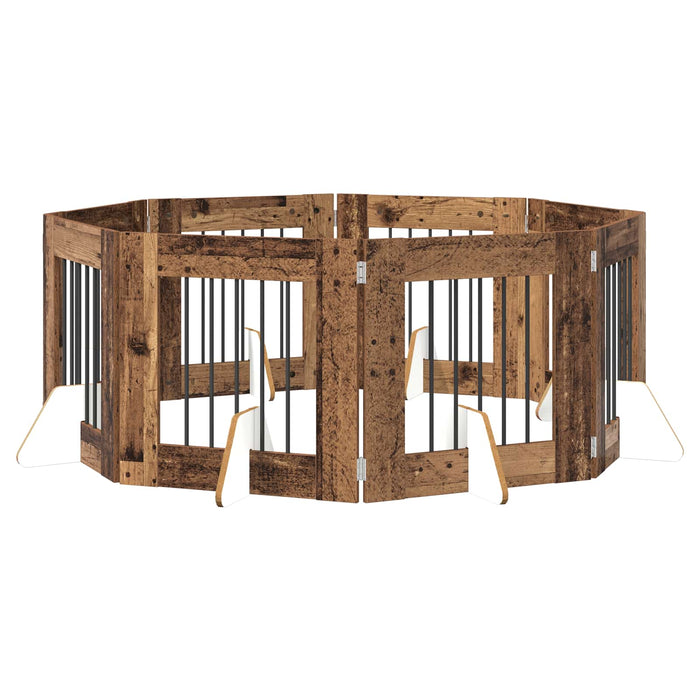 Poartă pentru câini cu suporturi 8 pcs Lemn vechi 60 x 60 cm WALTI