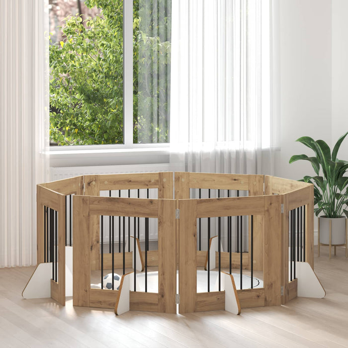 Poartă pentru câini cu suporturi 8 pcs Stejar Artizanal WALTI