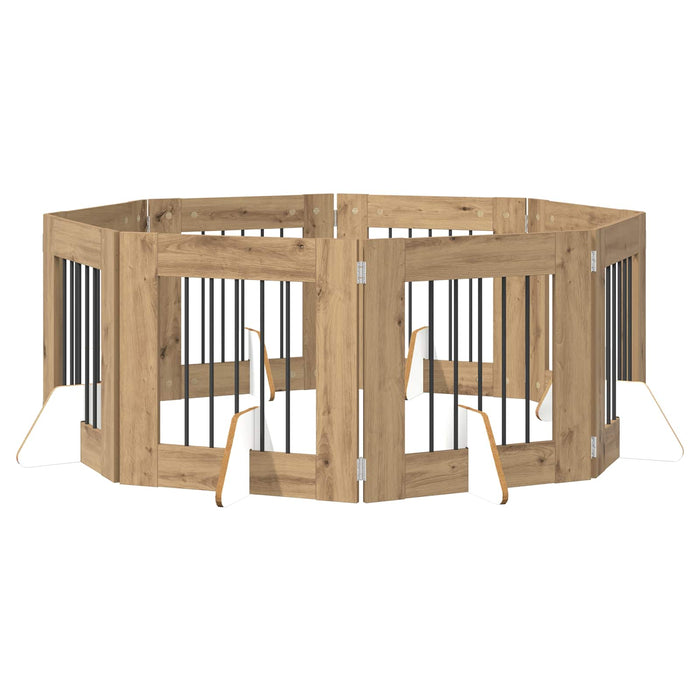 Poartă pentru câini cu suporturi 8 pcs Stejar Artizanal WALTI