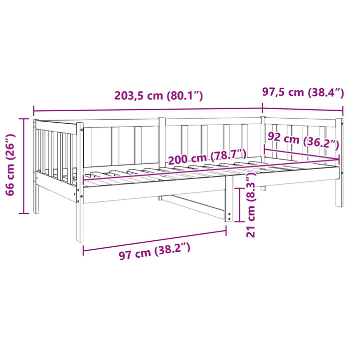 Cadru de pat Maroniu cerat 100 x 200 cm Lemn de pin masiv - WALTI WALTI