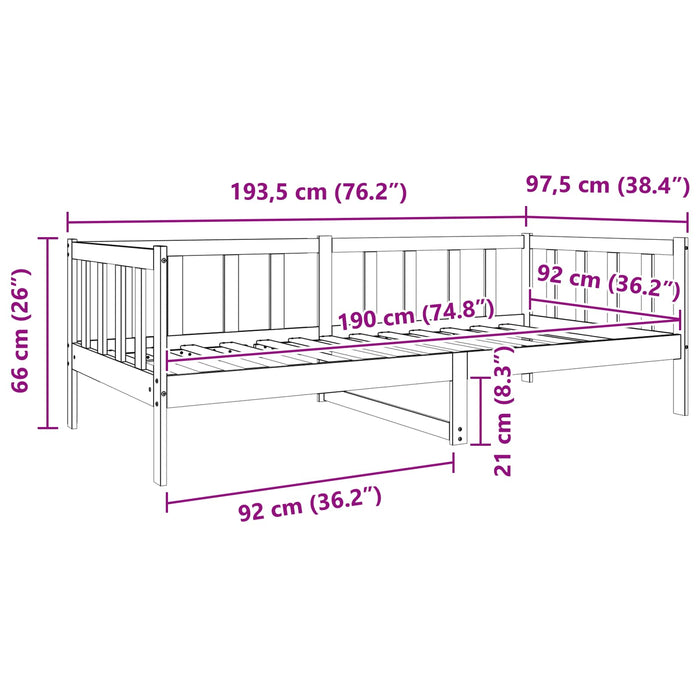 Cadru de pat Maroniu cerat 90 x 190 cm Lemn de pin masiv - WALTI WALTI