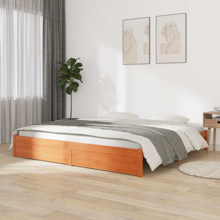 Cadru de pat Maroniu cerat 200 x 200 cm Lemn de pin masiv - WALTI WALTI