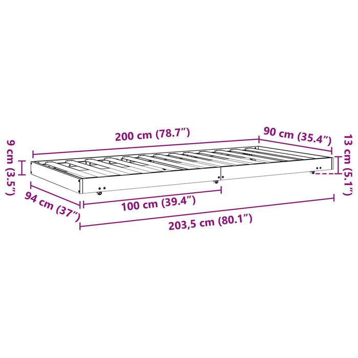 Cadru de pat Maroniu cerat 90 x 200 cm Lemn de pin masiv - WALTI WALTI