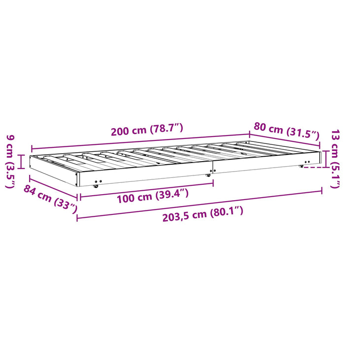 Cadru de pat Maroniu cerat 80 x 200 cm Lemn de pin masiv - WALTI WALTI