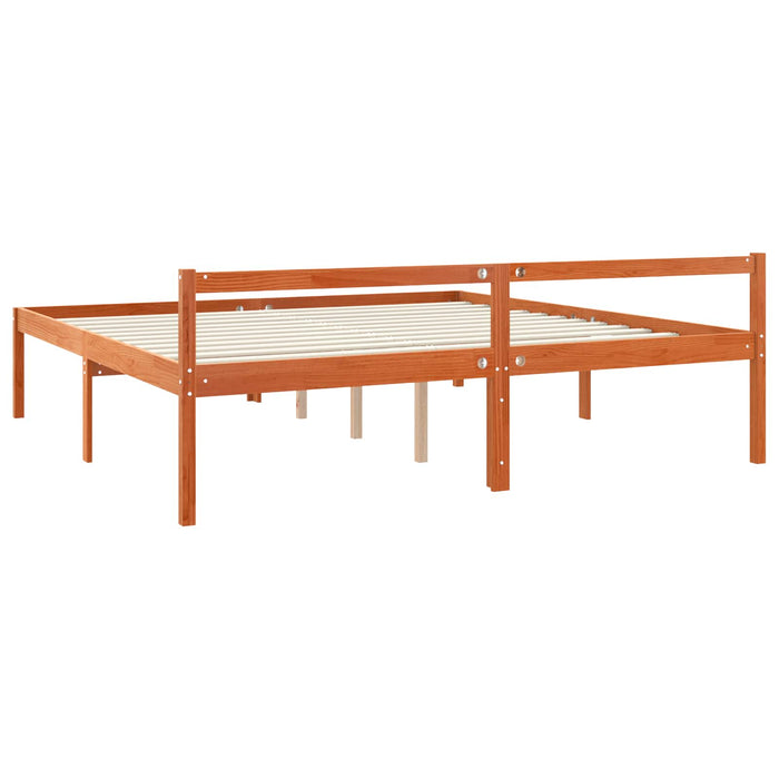 Cadru de pat Maroniu cerat 200 x 200 cm Lemn de pin masiv - WALTI WALTI