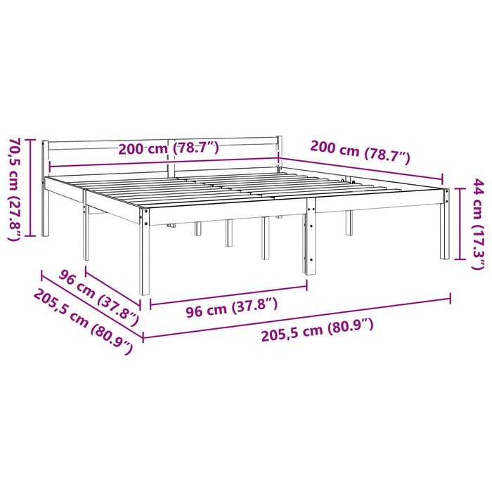 Cadru de pat Maroniu cerat 200 x 200 cm Lemn de pin masiv - WALTI WALTI