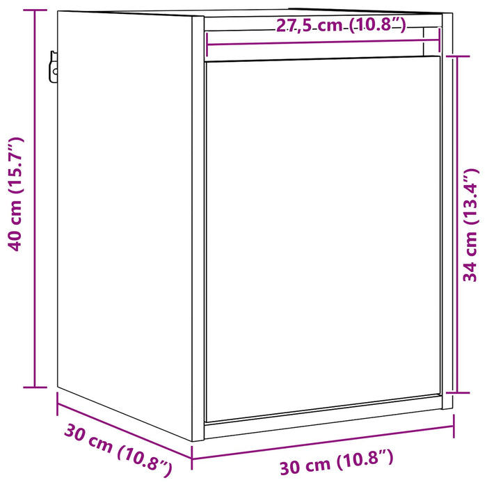 Dulap de perete Maroniu cerat 30 x 30 x 40 cm Lemn de pin masiv - WALTI WALTI