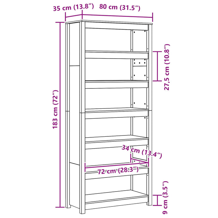 Dulap pentru cărți Maroniu cerat 80 x 35 x 183 cm - WALTI WALTI