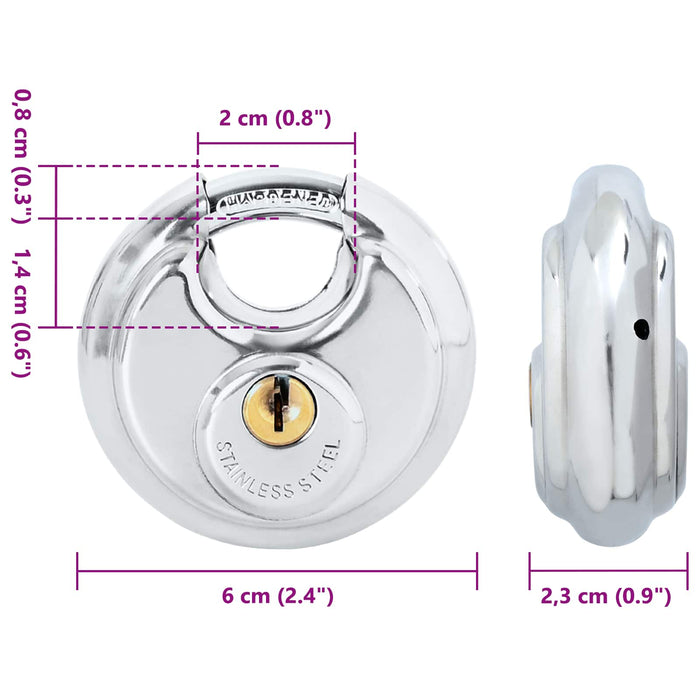 Lacăte disc cu chei 6 pcs Argintiu 6 x 2.3 x 6 cm - WALTI WALTI