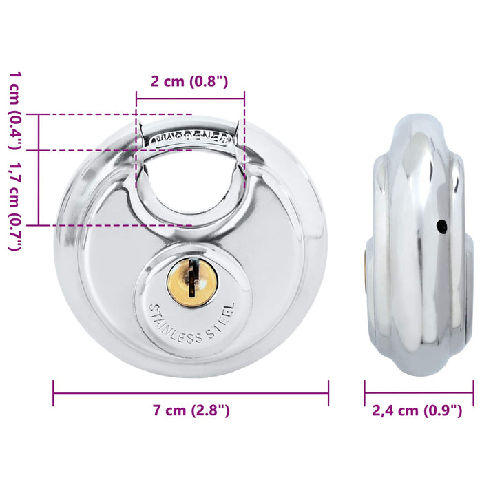 Lacăte disc cu chei 12 pcs Argintiu 7 x 2.4 x 7 cm - WALTI WALTI