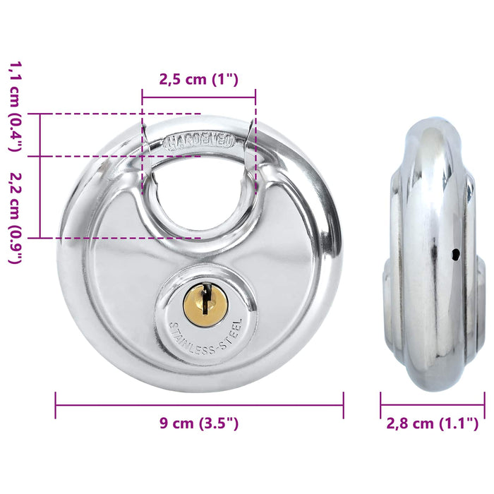 Lacăte disc cu chei 6 pcs Argintiu 9 x 2.8 x 9 cm - WALTI WALTI