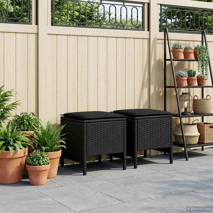 Taburet pentru grădină 2 Bucată Negru 38 x 38 x 45 cm Ratan PE - WALTI WALTI