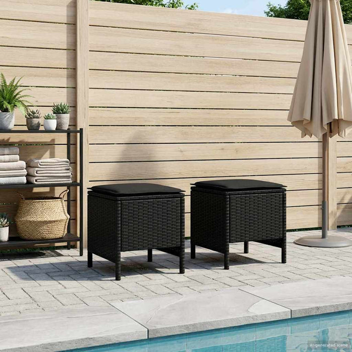 Taburet pentru grădină 2 Bucată Negru 38 x 38 x 45 cm Ratan PE - WALTI WALTI