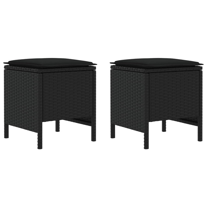 Taburet pentru grădină 2 Bucată Negru 38 x 38 x 45 cm Ratan PE - WALTI WALTI
