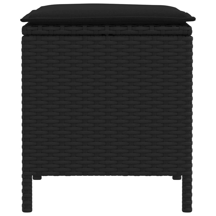 Taburet pentru grădină 2 Bucată Negru 38 x 38 x 45 cm Ratan PE - WALTI WALTI