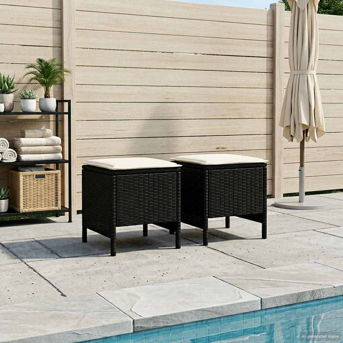Taburet pentru grădină 2 Bucată Negru și Crem 38 x 38 x 45 cm - WALTI WALTI