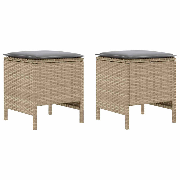 Taburet pentru grădină 2 Bucată Beige și gri deschis Ratan PE - WALTI WALTI