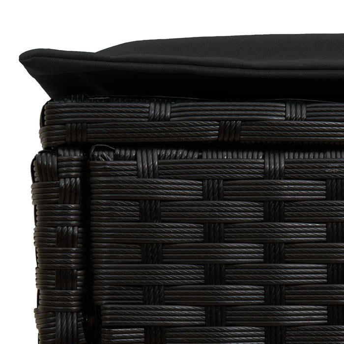 Taburet pentru grădină cu pernă Negru 80 x 38 x 45 cm Ratan PE - WALTI WALTI