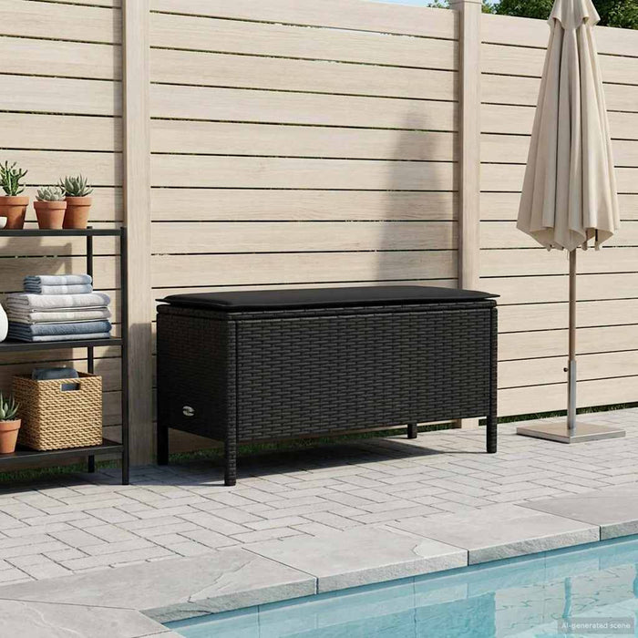 Taburet pentru grădină cu pernă Negru 80 x 38 x 45 cm Ratan PE - WALTI WALTI