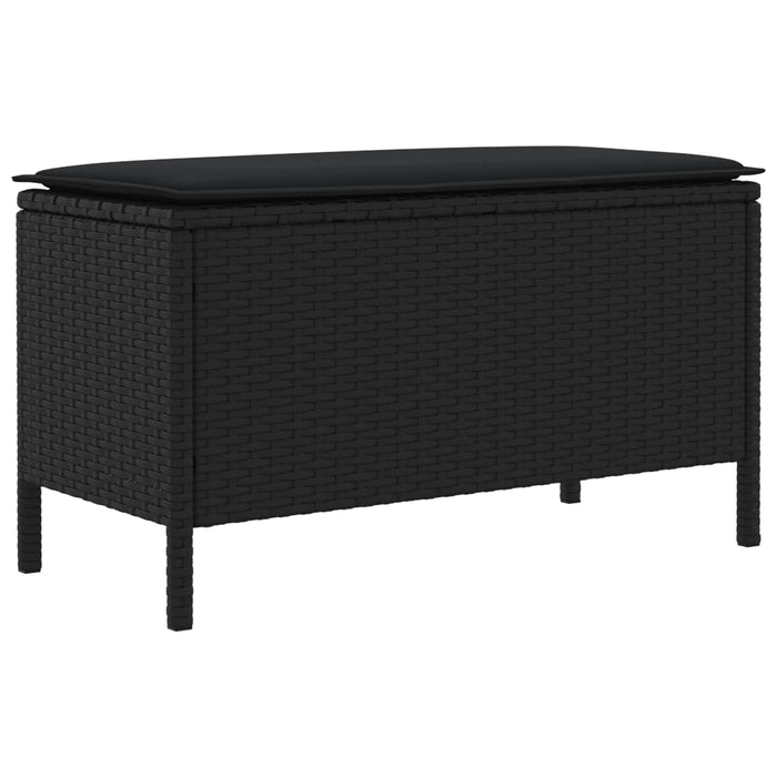 Taburet pentru grădină cu pernă Negru 80 x 38 x 45 cm Ratan PE - WALTI WALTI