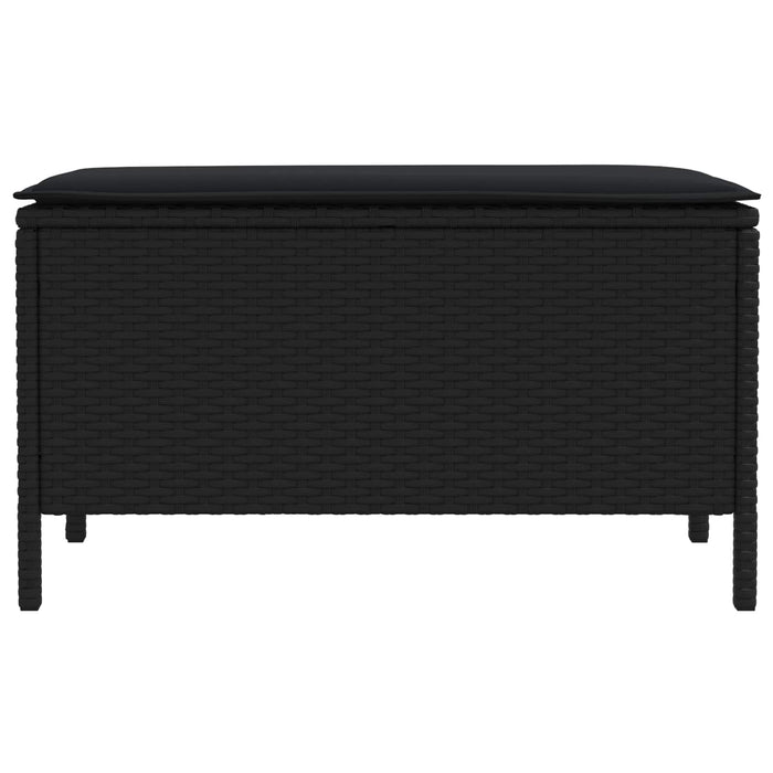 Taburet pentru grădină cu pernă Negru 80 x 38 x 45 cm Ratan PE - WALTI WALTI