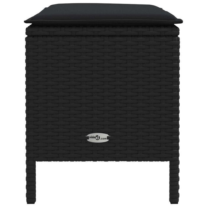 Taburet pentru grădină cu pernă Negru 80 x 38 x 45 cm Ratan PE - WALTI WALTI
