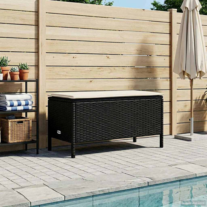 Taburet pentru grădină Negru și Crem 80 x 38 x 45 cm Ratan PE - WALTI WALTI