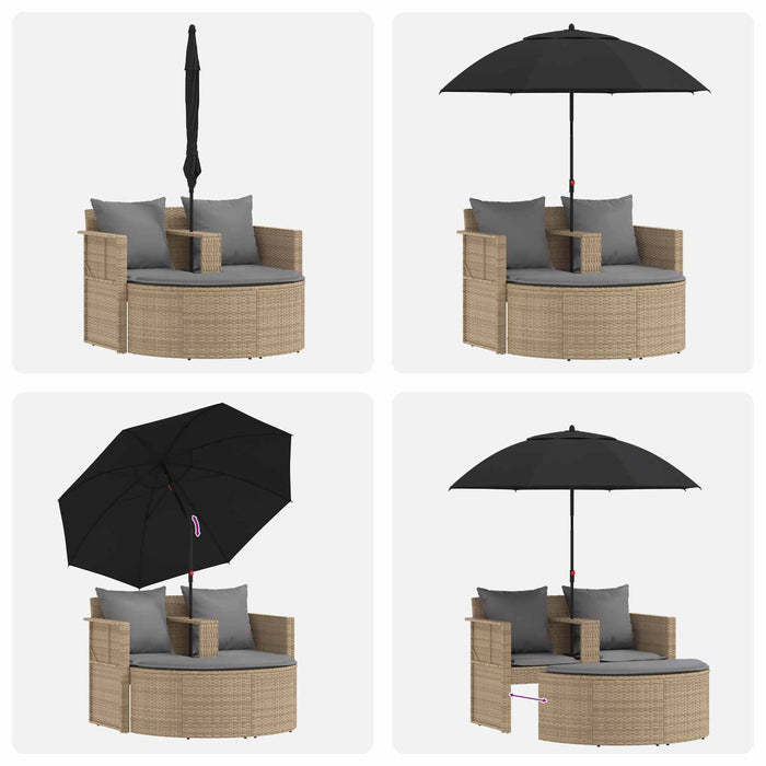 Canapea de grădină 8 pcs Beige și gri deschis poliratan - WALTI WALTI
