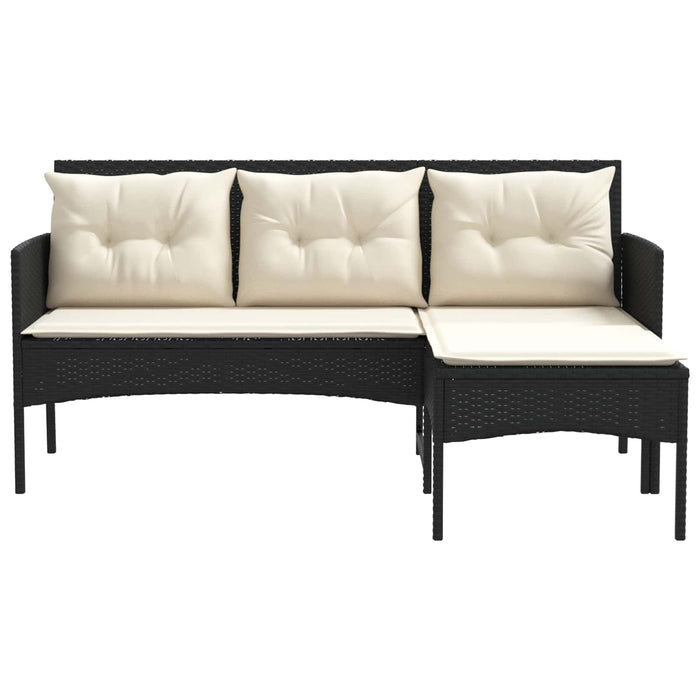 Set de canapele pentru grădină 2 pcs Negru și Crem poliratan - WALTI WALTI