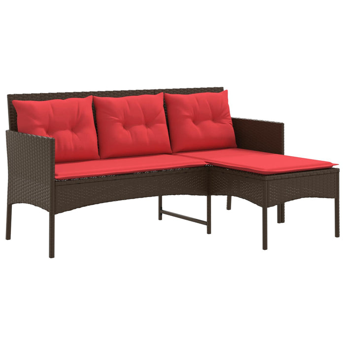 Set de canapele pentru grădină 2 pcs Maro și roșu poliratan - WALTI WALTI