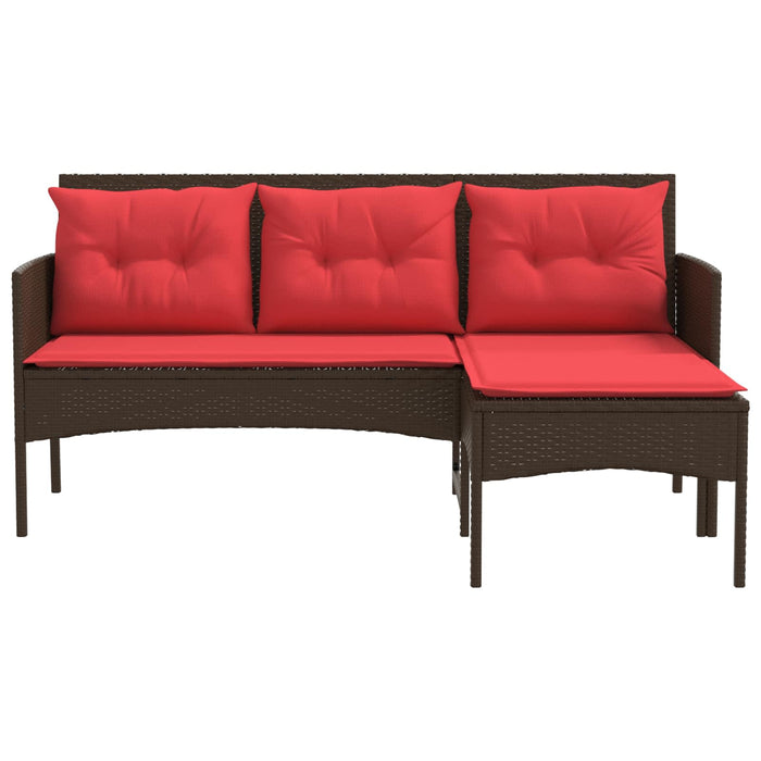 Set de canapele pentru grădină 2 pcs Maro și roșu poliratan - WALTI WALTI