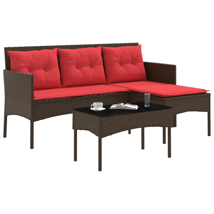 Set de canapele pentru grădină 2 pcs Maro și roșu poliratan - WALTI WALTI