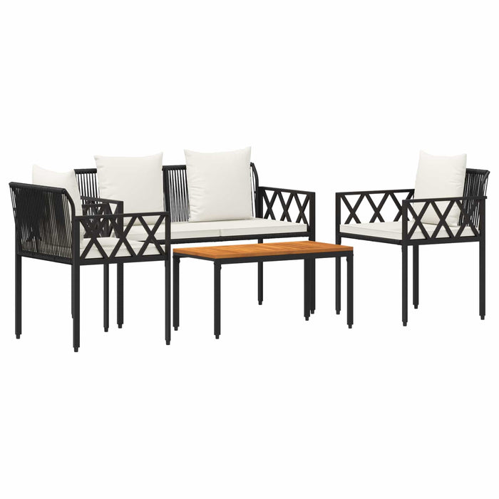 Set de Mobilier pentru Exterior 4 pcs Negru și Alb crem - WALTI WALTI