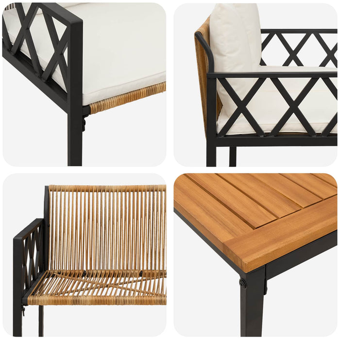 Set de Mobilier pentru Exterior 4 pcs Maro și Alb Crema - WALTI WALTI