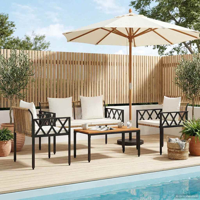 Set de Mobilier pentru Exterior 4 pcs Maro și Alb Crema - WALTI WALTI